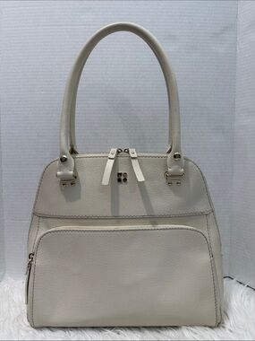 kate spade Cream/Off-White Pebbled Leather Satchel with Front Zip Pocket